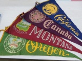 Four State and Travel felt pennants, 36