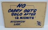 Pabst Blue Ribbon cardboard advertising sign, No Carry Outs after Midnight, 22