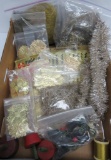 Vintage Christmas lot, garland, foils and sockets