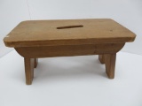 Wooden step stool with hand cut out, 15