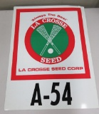 LaCrosse Seed Company two sided advertising sign, metal, 24