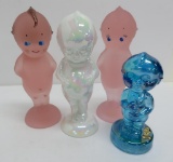 Four Guernsey Glass Co Kewpie Doll figures, Harold Bennett, 4 1/2