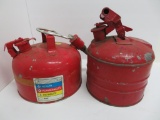 Two interesting vintage gas cans, about 2 gallon size