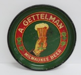 A. Gettelman beer tray, hand holding glass, 13