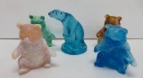 Summit Art Glass Polar Bear and four Mosser bears, 4