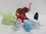 6 Summit and Mosser art glass elephant figurines