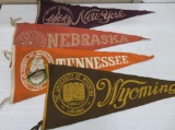 Four vintage felt University Pennants,34-36