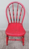 Vintage Bow Back chair, painted red with black highlights