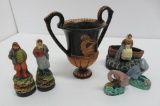 LPW France pottery , Greek Art pottery and two oriental geese figures