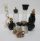 Ten vintage perfume bottles, crowns and columns