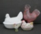 Three covered Chicken and Rooster dishes