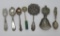 Seven pieces of Sterling, hallmarked and Alpaca spoons and servers