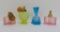 Four colored glass perfume bottles, 2 3/4