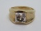 Mens solitaire ring, size 9 1/2, marked 18 kt HGFC