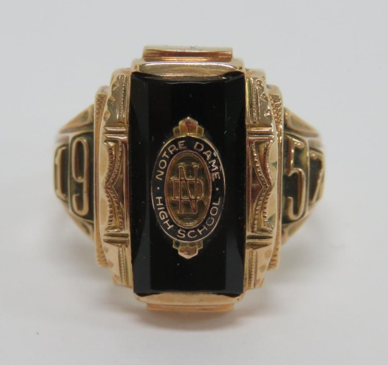 1957 Notre Dame HS class ring, size 9, 10 kt gold
