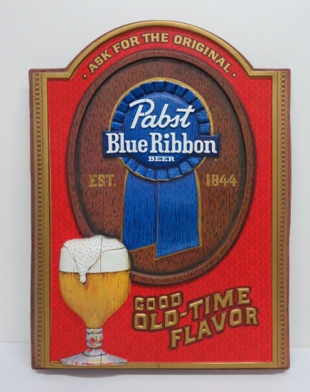 Very nice Vintage Pabst Blue Ribbon Old Time Flavor Sign, plastic, 21" x 28"