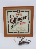 Effinger Beer light up clock, working, 17 1/2
