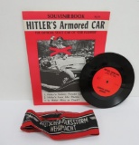 Hitler's Armored Car Souvenir Book, record and Arm band