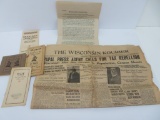 Klansman ephemera, Wisconsin chapters of Klu Klux Klan, historical lot only