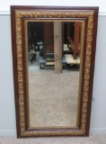 Large ornate entry mirror, bevel guilt and wood frame, 49