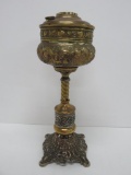 Lovely ornate metal oil lamp base, no burner, 17