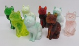 Eight multi colored glass cat figures, attributed to Mosser Rosso and Sullivan style, 3