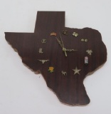 Folk Art Texas clock, wooden, working, 15