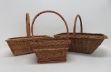 Three wicker gathering baskets, 11