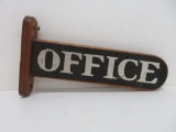 Vintage wooden Office sign, flange, 15