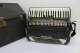 Barth Accordion School, black and white, 120 bass, 4 switch, 18 1/2