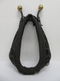 Leather horse collar with hames, brass tops, 26