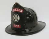 Rockton FPD helmet, leather frontice, Fire Helmet