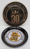 Two Bell's Beer 30th anniversary pieces, sign and tray