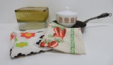 Vintage Kitchen lot with MCM Fire King and Jewel T skillet