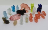 Summit Art Glass and Mosser Farm animals, 18 glass animals, about 3