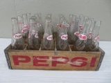 Vintage wooden Pepsi case and 10 oz bottles, Pepsi and Tru Ade