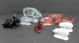 Sullivan and Mosser glass animals, pigs, frog and rabbit