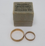 Pair of wedding bands and vintage ring box