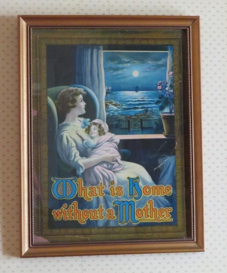 What is Home Without a Mother lithograph framed
