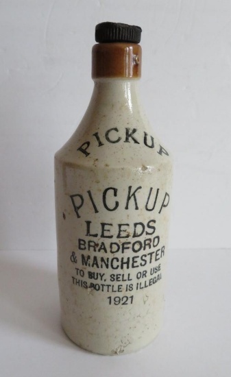 Pickup Leeds Stoneware bottle, Bradford and Manchester, 1921, 9"