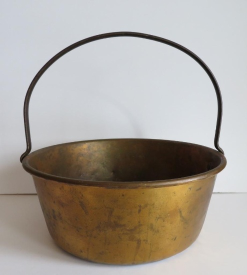 Brass kettle with handle, 14" diameter