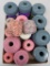 16 balls of crochet cotton and polyester, 200 yds to 450 yards
