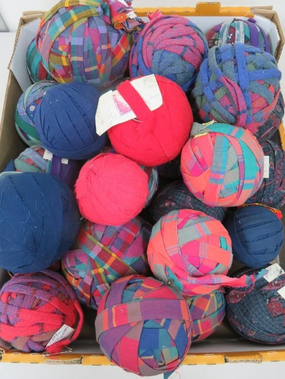 25 patterned rag balls, about 4 1/2" to 6" diameter
