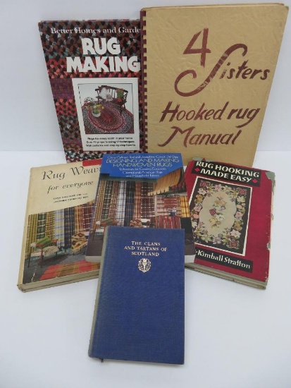 Five rug hooking and handweaving rug books also Scotland Tartan patterns book