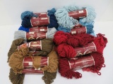 25 skeins of heavy rug yarn, Phentex, browns, grey, blues and reds