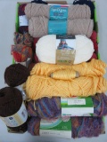 19 skeins of assorted yarns, worsted, medium, solids and variegated colors