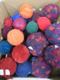 24 large rag balls, textured flannel, satineen, leatherette, and velveteen, 4 1/2