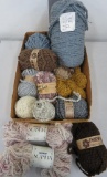 Assorted yarn lot, some wool poly blends, skeins, balls and cones