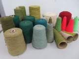 19 assorted color yarn cones, not for rug making