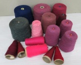 12 large cones of yarn for crafting, not strong enough for rugs, pinks
